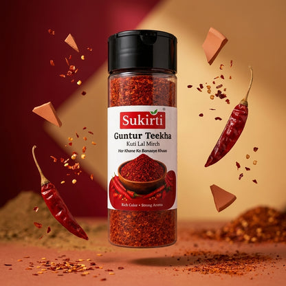 Guntur Teekhalal Chilli Powder | Kuti Lal Mirch - Strater Pack (50g)